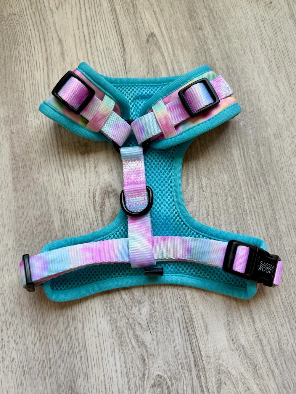 Sassy Woof - Pastel Tie-Dye Dog / Pet Harness with Teal Trim - size Small